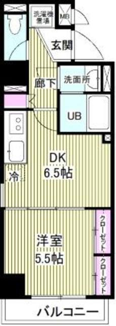 TKレジデンス(1DK/3階)の間取り写真