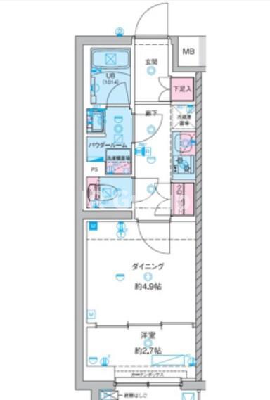 ジェノヴィア竹ノ塚(1DK/2階)の間取り写真
