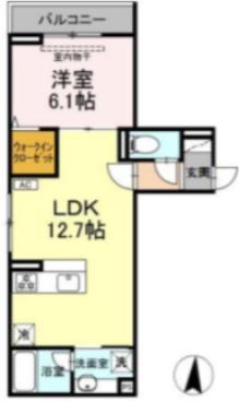 ディー パイナ 登戸3(1LDK/3階)の間取り写真