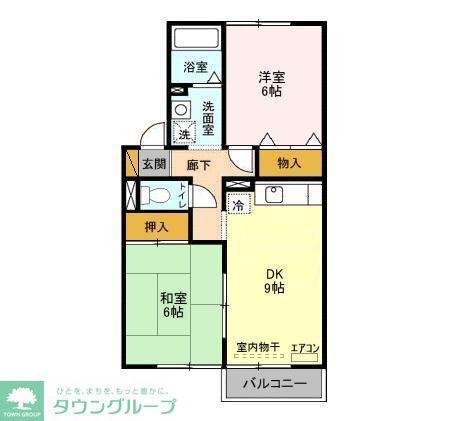 サントビーヴィレッジ(2DK/2階)の間取り写真