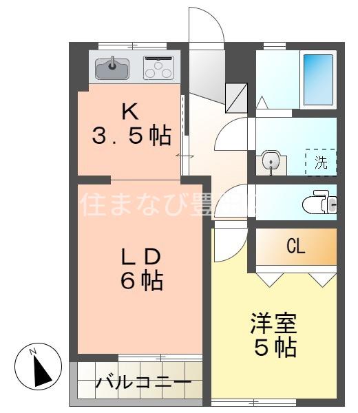 第一コーポラス(1LDK/2階)の間取り写真
