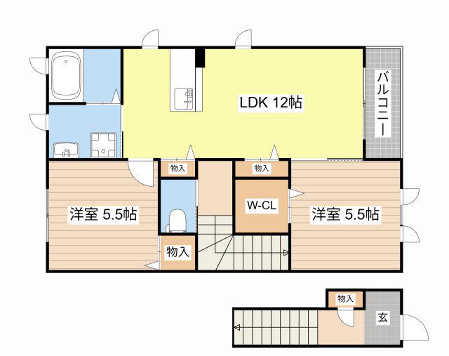 SENTA VILLA(2LDK/2階)の間取り写真