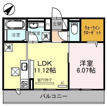 フラン小柿(1LDK/1階)の間取り写真