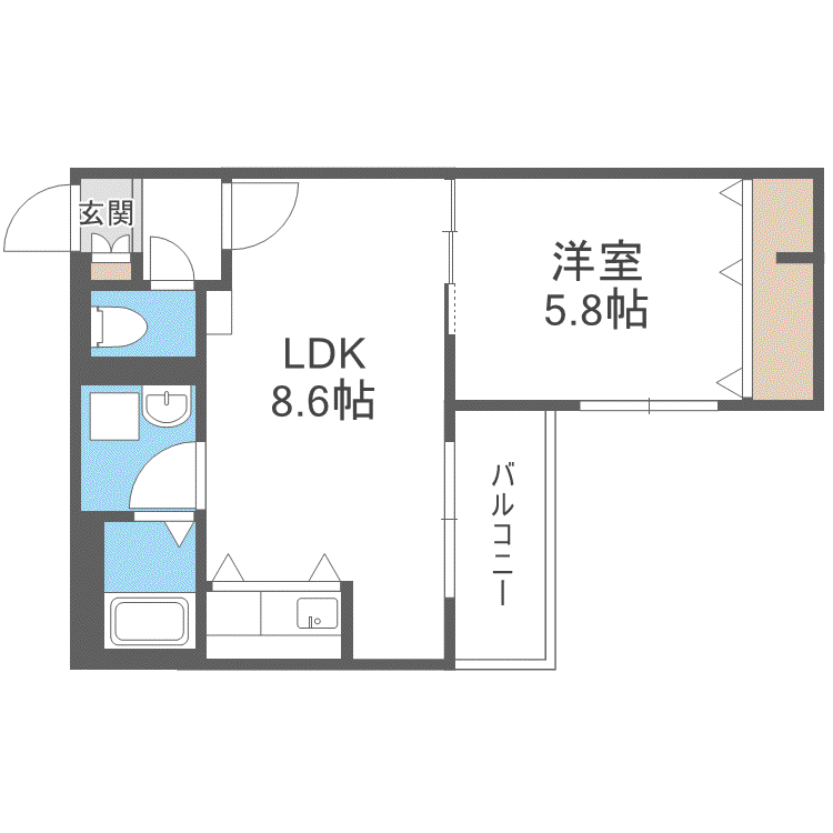 プロヴィデンス中の島(1LDK/4階)の間取り写真