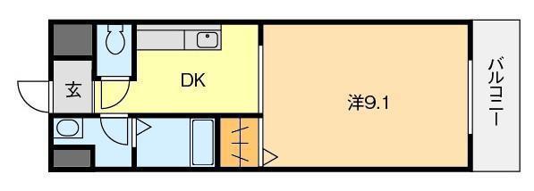 第3マンションふじ(1K/4階)の間取り写真
