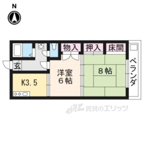 洛西マンションNO.2(2DK/5階)の間取り写真