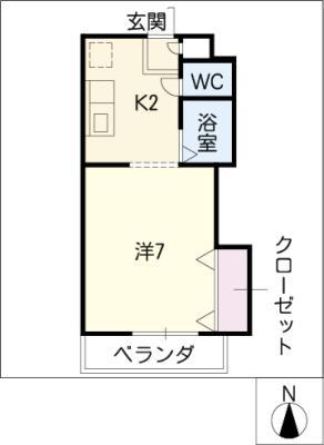 ア・ドリーム かしあげ(1K/3階)の間取り写真