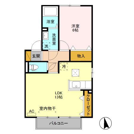 ウィルモアガーデン G(1LDK/1階)の間取り写真