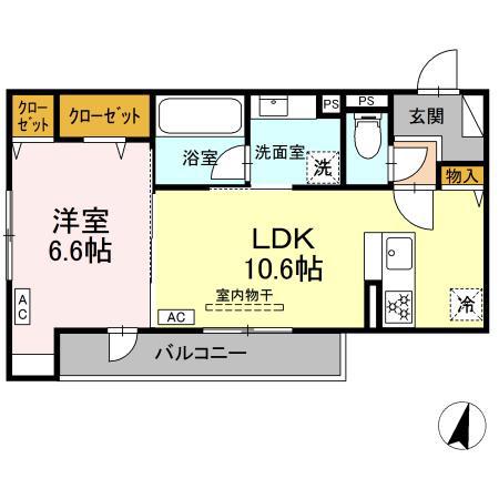 アルベート湘南台(1LDK/2階)の間取り写真