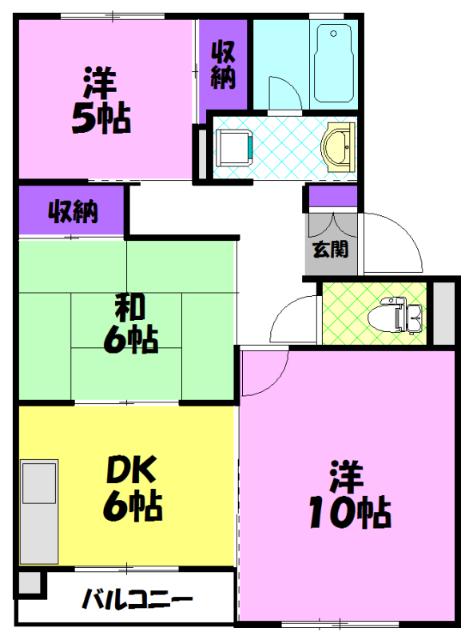 グランドハイツ御幸M(3DK/1階)の間取り写真