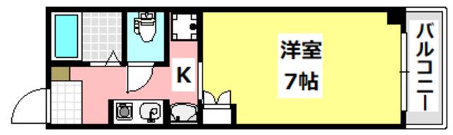 KI ビル(1K/4階)の間取り写真