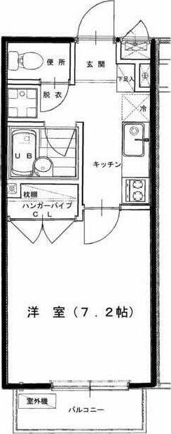 グレイシャスS-プレイス(1K/2階)の間取り写真
