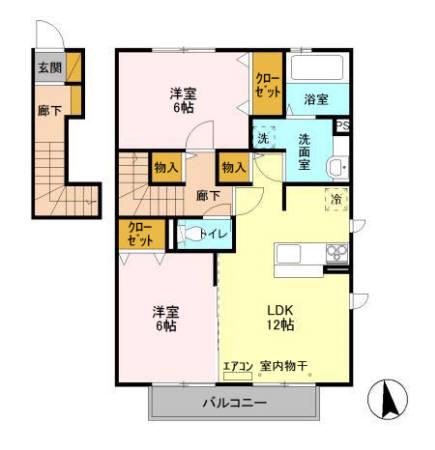 セジュールV(2LDK/2階)の間取り写真