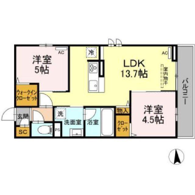 グリーンガーデン(2LDK/2階)の間取り写真