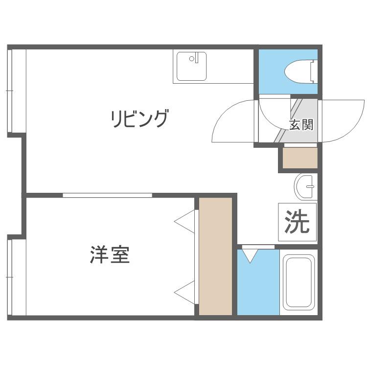 リリー元町(1DK/2階)の間取り写真