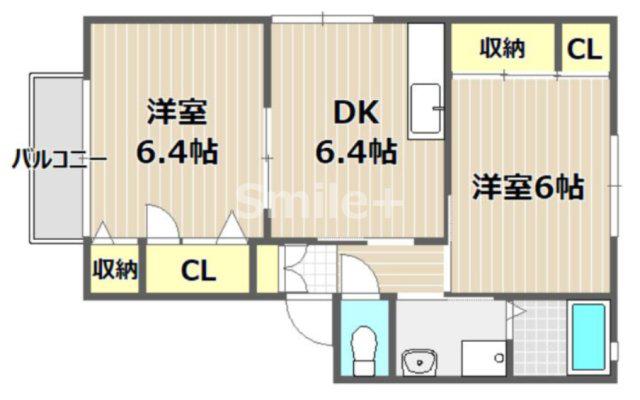 シャーメゾン中仙道(2DK/2階)の間取り写真