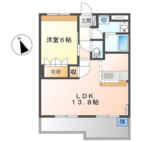 エスポア21(1LDK/2階)の間取り写真
