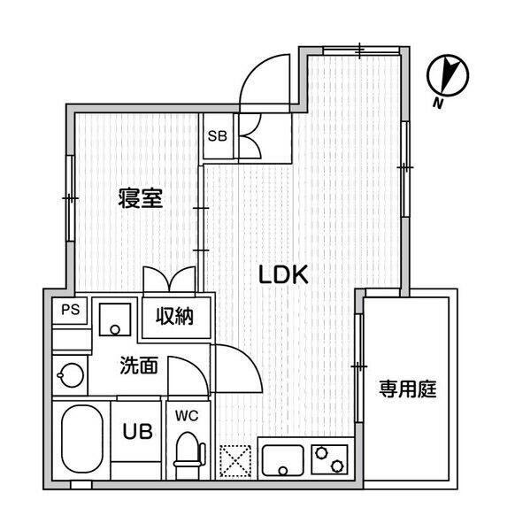 ファーレ恵比寿(1LDK/1階)の間取り写真