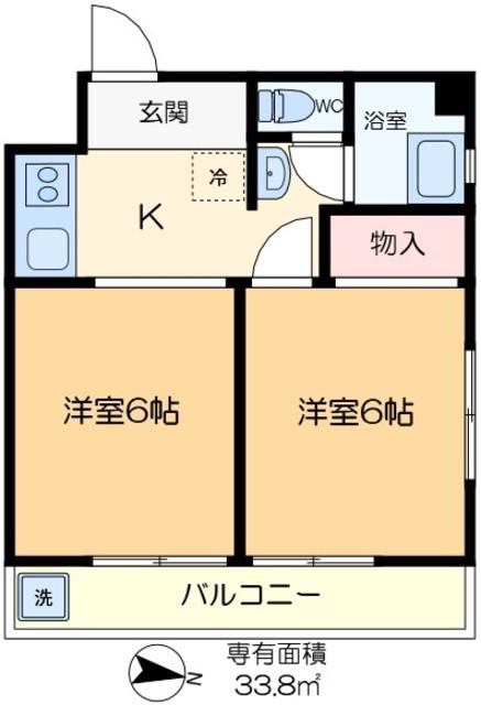 岡庭ビル(2K/3階)の間取り写真