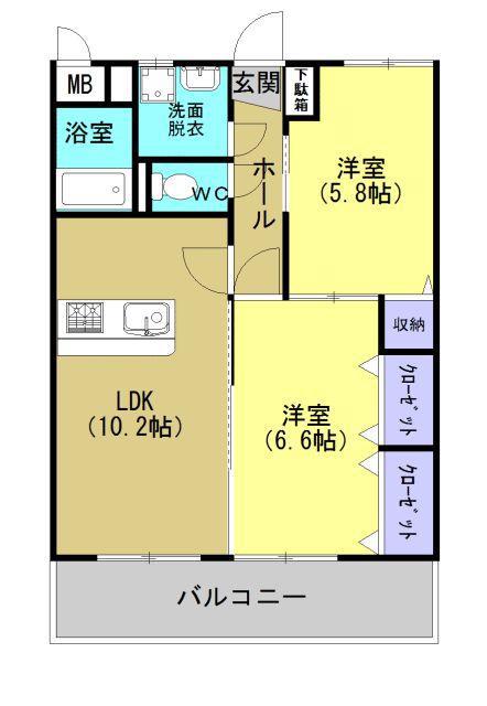 セントレジス217(2LDK/2階)の間取り写真