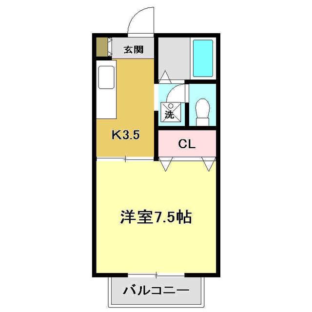 石丸ハイツ(1K/2階)の間取り写真