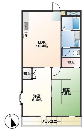 Aビル(2LDK/5階)の間取り写真