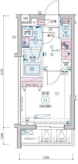 リヴシティ恵比寿(1K/4階)の間取り写真