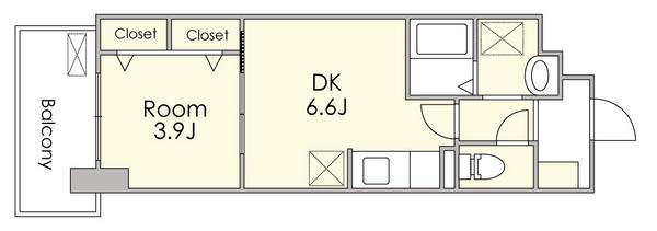 エンブレイス博多駅南(1DK/9階)の間取り写真