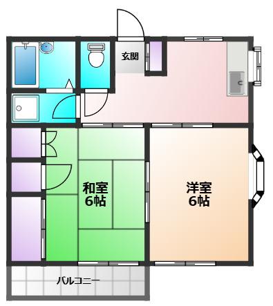 シャルマン8(2DK/1階)の間取り写真