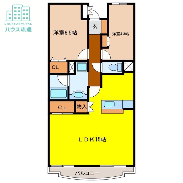 コンダクトレジデンス鳥栖(2LDK/3階)の間取り写真