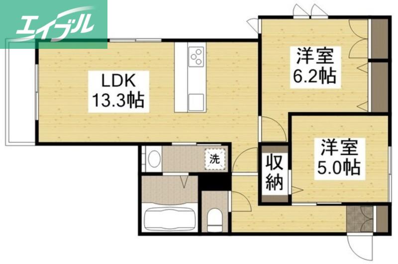シェソワ葵 東棟(2LDK/2階)の間取り写真
