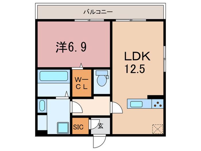 COLN KURAKUEN ウエスト(1LDK/2階)の間取り写真