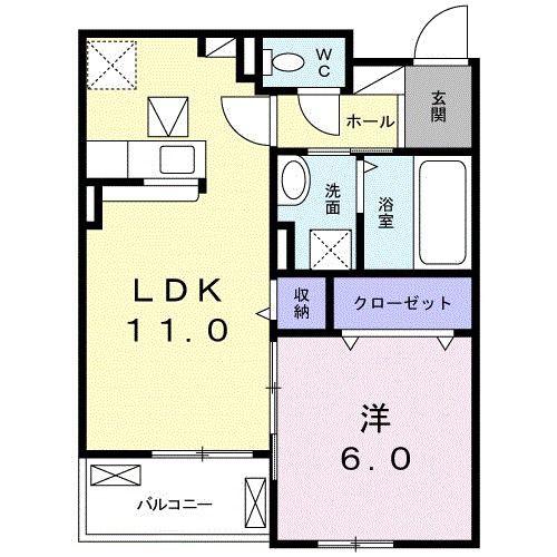 モナヴェールIII(1LDK/1階)の間取り写真