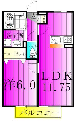 エトワール(1LDK/2階)の間取り写真