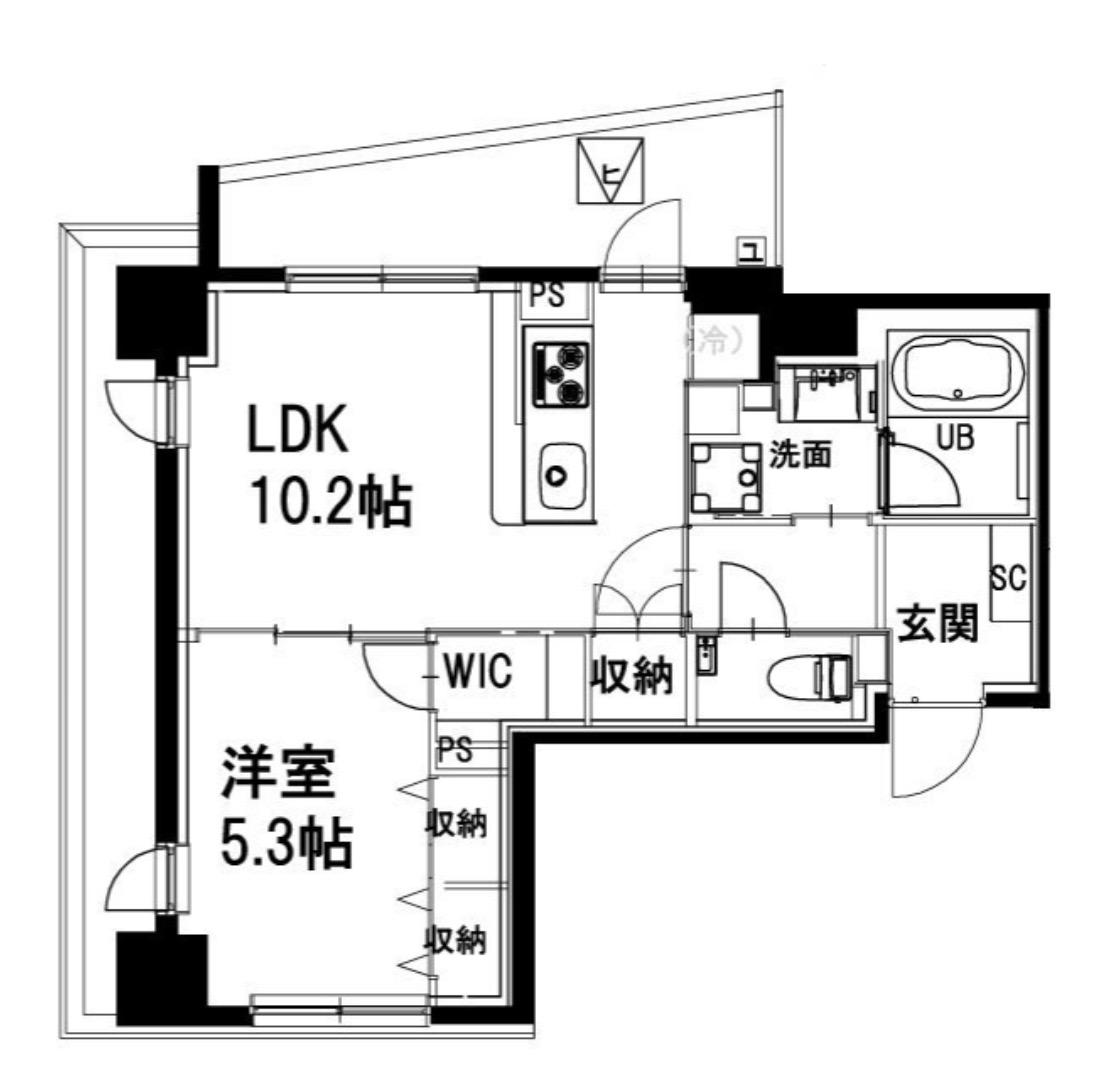 市ヶ谷仲之町ヒルズ ウイングサウス棟(1LDK/3階)の間取り写真