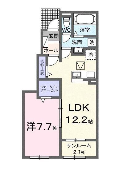 ヴェリタ A(1LDK/1階)の間取り写真