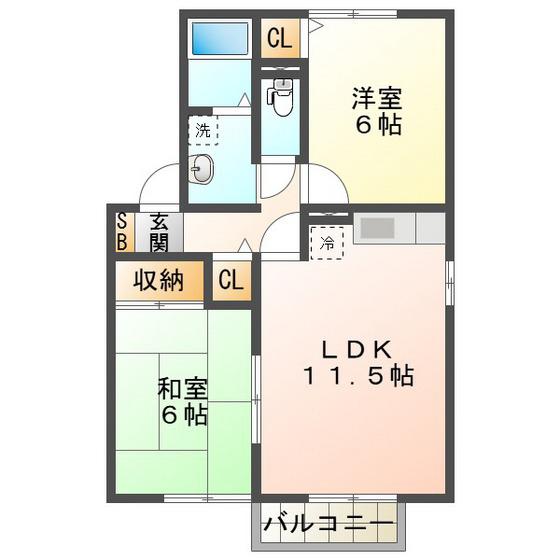 エムズパレス(2LDK/2階)の間取り写真