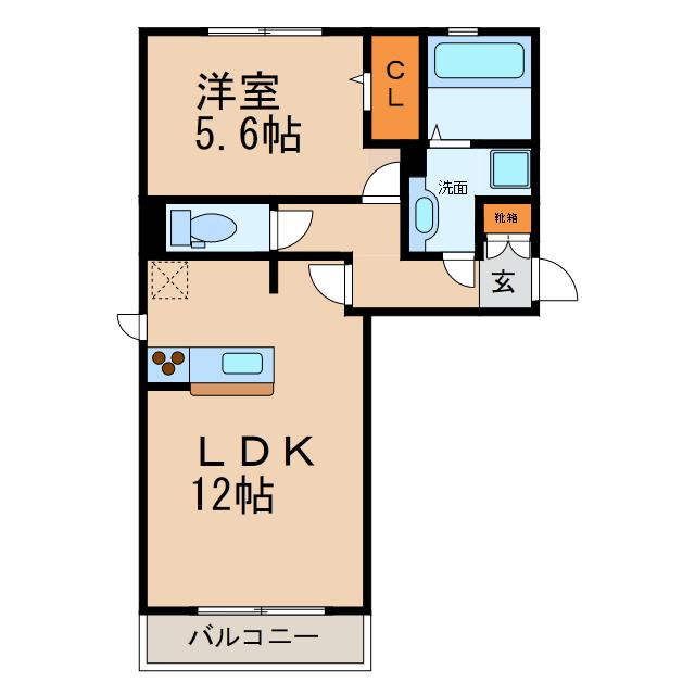 ボイスセカンド(1LDK/2階)の間取り写真
