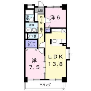 ラ・カーサSHIMADA(2LDK/2階)の間取り写真