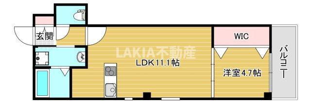 レジデンスコート北田辺(1LDK/2階)の間取り写真