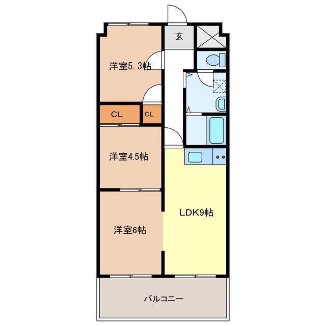 リバーサイド鈴鹿(3LDK/4階)の間取り写真