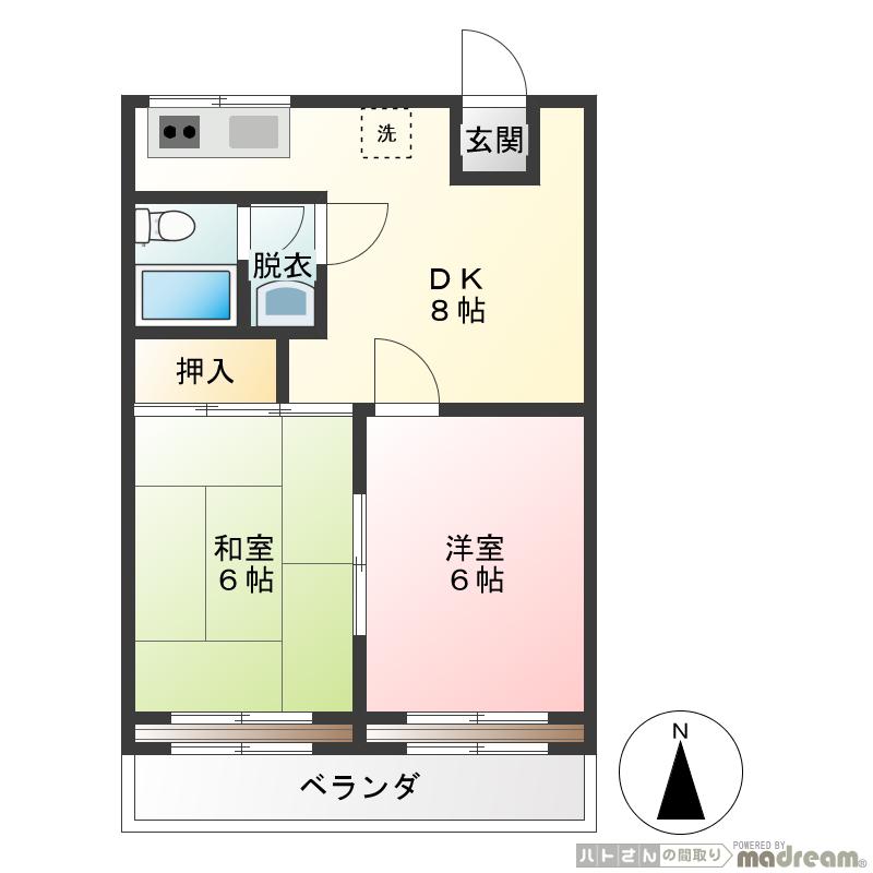 第2竹雪コーポ(2DK/1階)の間取り写真