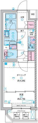 GENOVIA竹ノ塚(1DK/4階)の間取り写真