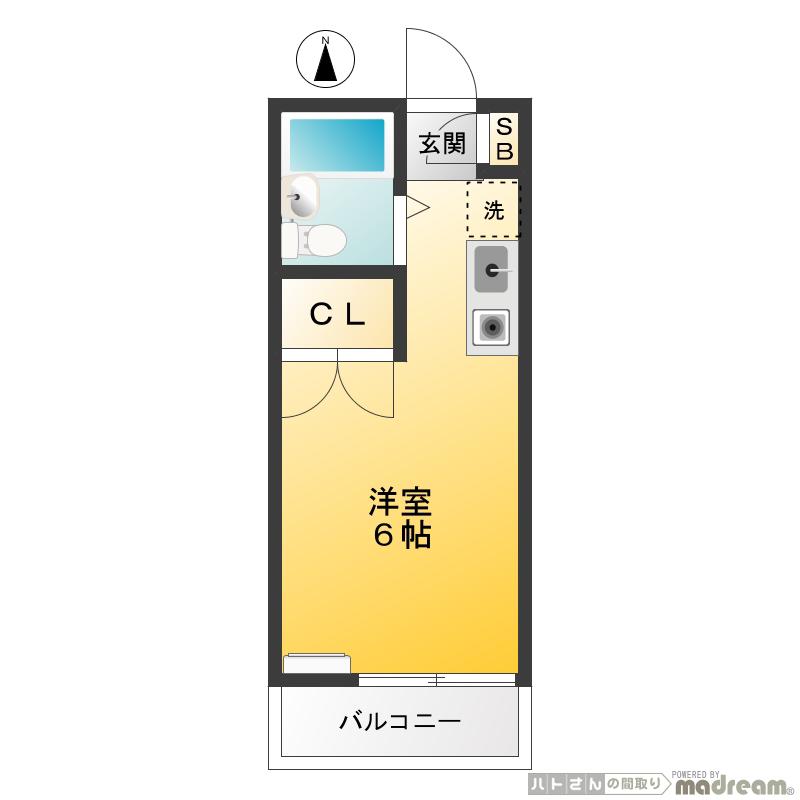 富士見ハイツ(ワンルーム/1階)の間取り写真