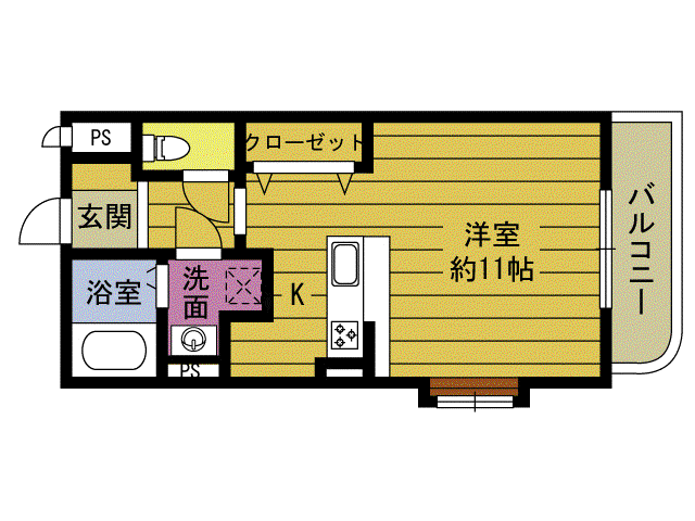 フローラ羽屋(ワンルーム/1階)の間取り写真