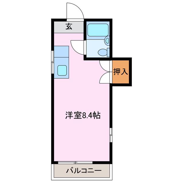 きらめきとそよ風のAQUA(ワンルーム/2階)の間取り写真