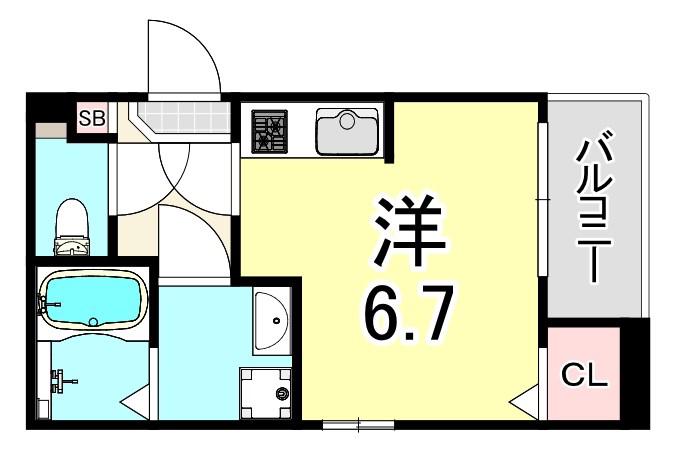 ハーモニーテラス歌島II(ワンルーム/2階)の間取り写真