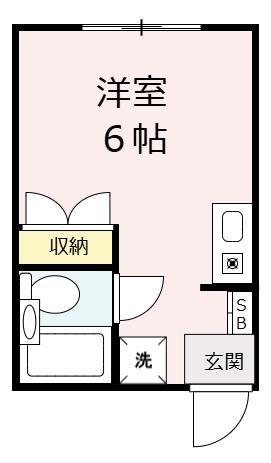 ハイツ吉田(ワンルーム/2階)の間取り写真