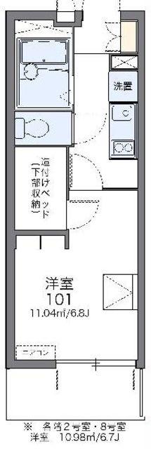 レオパレスカモミールB(1K/1階)の間取り写真