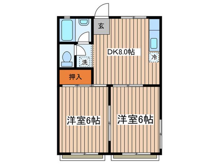 サニーメゾン(2DK/1階)の間取り写真
